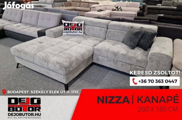 Nizza sarok kattanó támlás kanapé ülőgarnitúra 260x180 cm rugós selyem