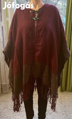 Nő bordó poncsó M-es