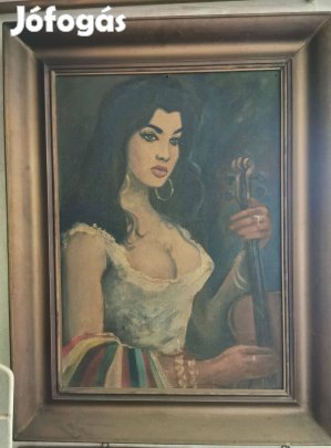 Nő hegedűvel festmény