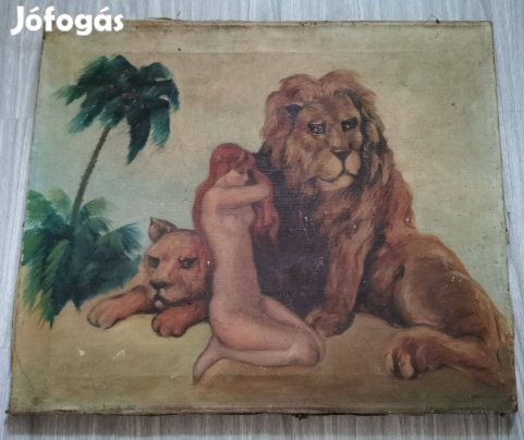 Nő oroszlánok közt festmény