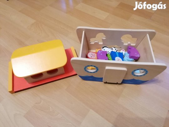 Noé bárkája, fajáték, állát figurák, fa figurák
