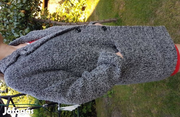 Női 36-os kabát Vögele szürke buklé kabát két zsebbel téli