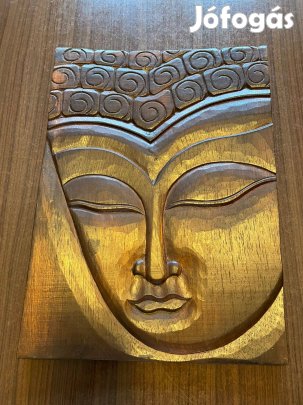 Női Buddha fa faragott falikép, új