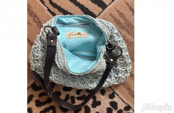 Női Fabrizio fonott válltáska türkiz