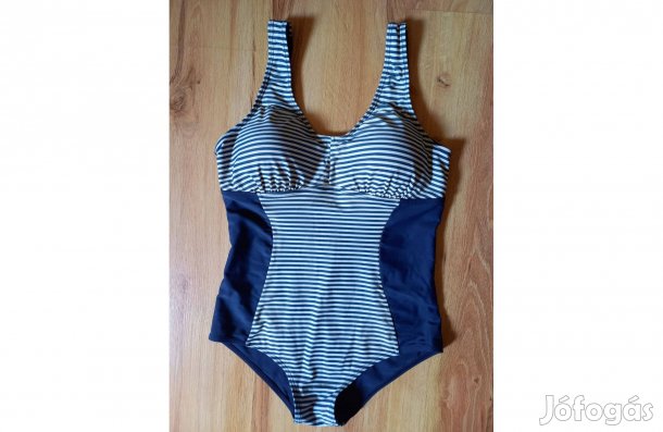 Női Kék csíkos egyrészes fürdőruha L