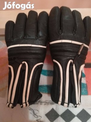 Női M-méretű bélelt fekete bőr,újszerű kesztyű,olcsón!/75