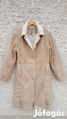 Női Street One mogyoróbarna hosszú fazonú bundás kabát. L-es