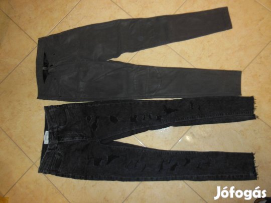 Női/Tini hosszú nadrág, Mango szaggatott és bőrhatású. 34