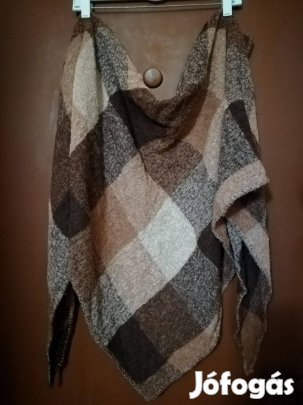Női, gyapjú 80% sál, kendő, barna mintás! /79
