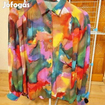 Női, színes, lenge, hosszú ujjú ing, 40-42-es