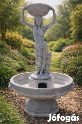 Női alakos műkő szökőkút