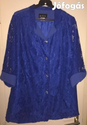 Női alkalmi csipkés felső, 52-54-méret királykék,új!/56