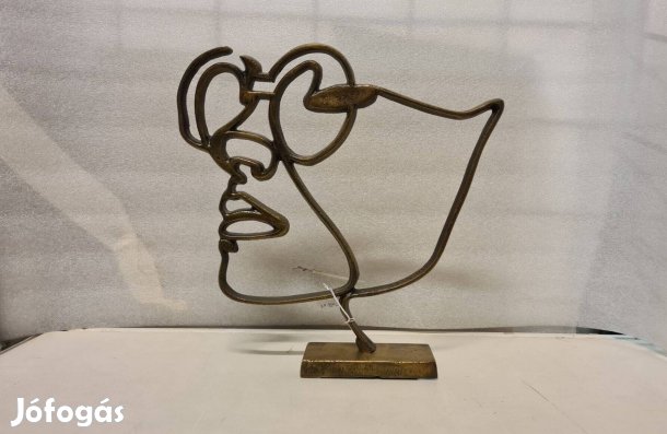 Női arcot ábrázoló szobor fémből 45 cm