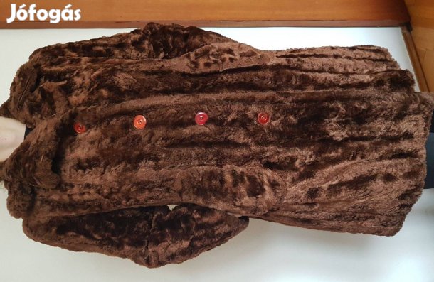 Női barna műszőrme M-es kabát télikabát retro M