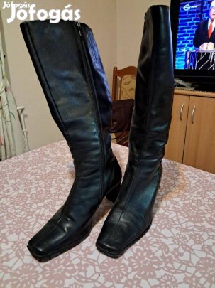 Női bőr csizma fekete 38-as Hibátlan állapotban