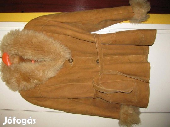 Női bőr kabát S M gyönyörű könnyű elegáns divatos bélelt hasítottbőr