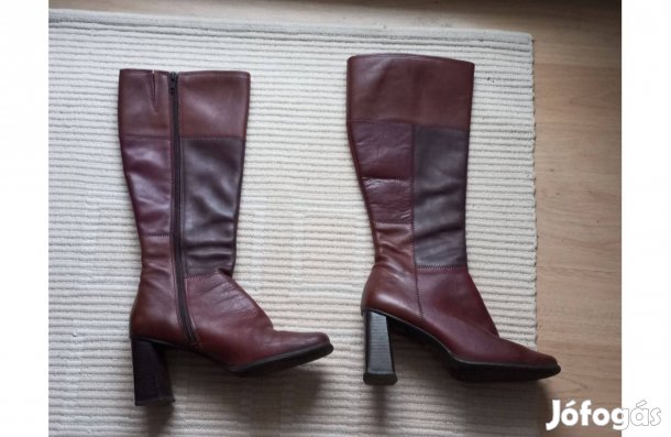 Női bőrcsizma magas sarokkal 37,5