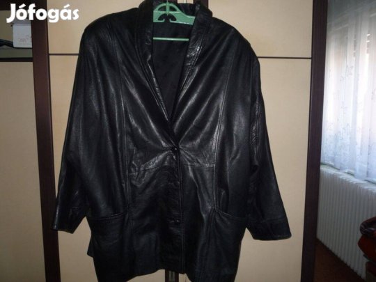 Női bőrkabát olasz, fekete, 2XL