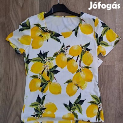Női citromos bordázott  póló