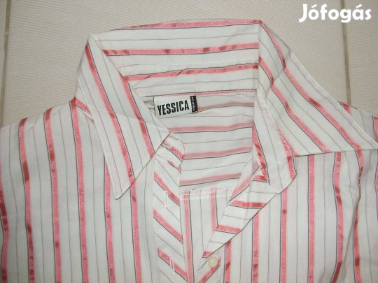 Női csíkos, rövid ujjú elasztikus C&A blúz 46-os