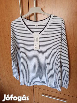 Női csíkos pamut felső Pepco új címkés 