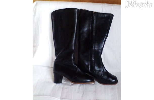 Női csizma fekete bőr, rövidebb szárú, 36-os méret