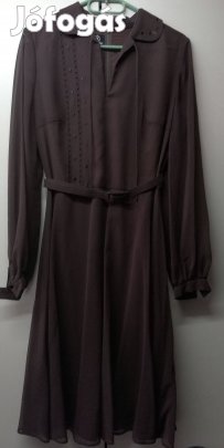 Női csokoládébarna muszlin 38-méretű,ruha újszerű!/46