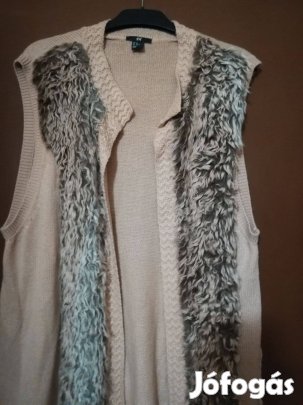 Női drapp mellény, drapp szőrme díszítéssel,46-méret!/69