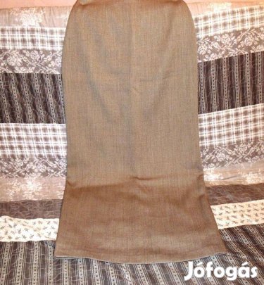 Női drapp szövet szoknya cipzáras