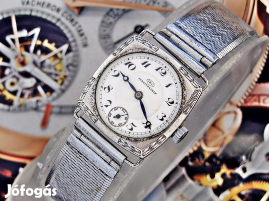 Női ezüst porcelán számlapos Art Deco IWC Schaffhausen beépítés 1927