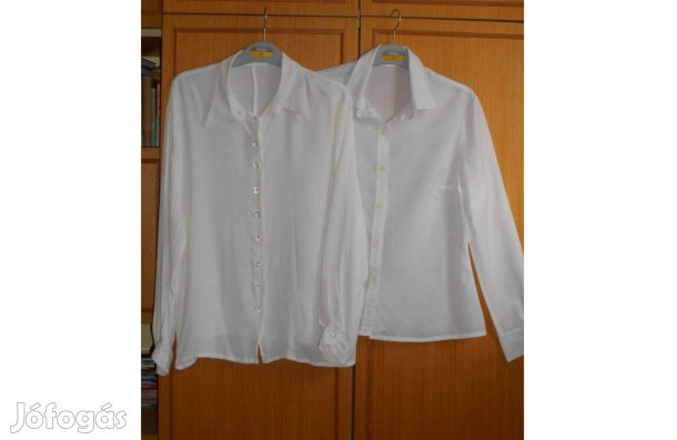 Női fehér blúz, divatos, gyűrt anyag és sima. 44 - es. Újszerű