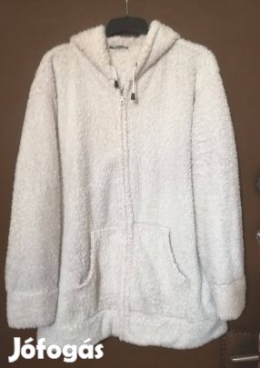Női fehér,kapucnis, puha anyagú dzseki,46-méretben,zip-záras!/68