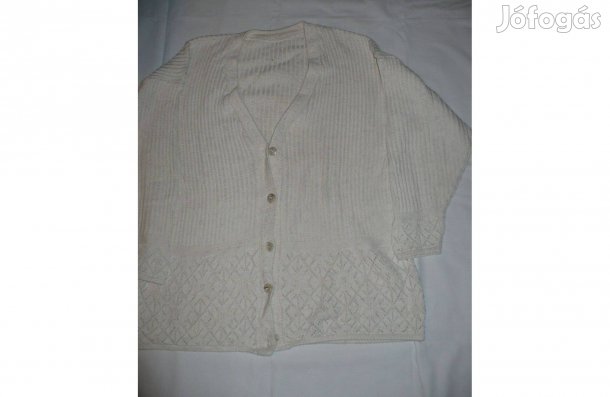 Női fehér kötött pulóver, XL-es méret