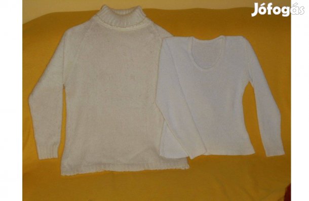 Női fehér pulóver, elegáns, puha, moher, és csinos buklé. M - L