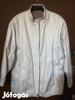 Női,fehér valódibőr 46-méretű dzseki,olcsón!/68