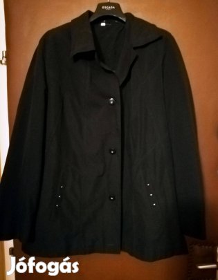 Női fekete átmeneti kabát,szinte új, 46-méret,Bécsben vásárolt!/73