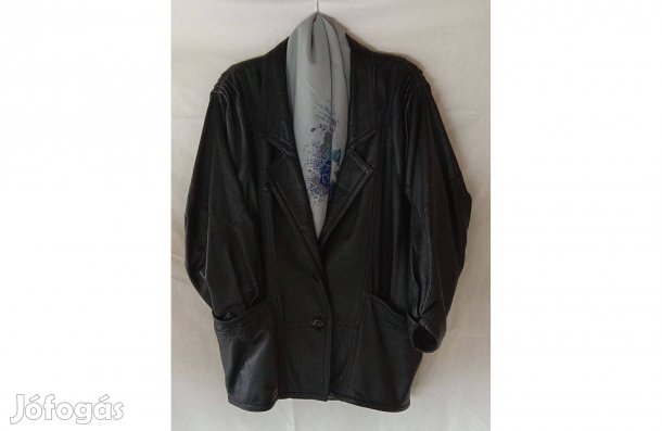 Női fekete bőrkabát L-es méretű, eladó