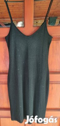 Női fekete csillogós, elasztikus alkalmi ruha