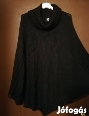 Női fekete garbónyakú poncsó,újszerű,H&M-ben vásárolt,puha anyag!/78