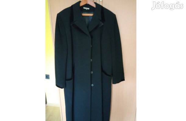 Női fekete hosszú gyapjú kabát