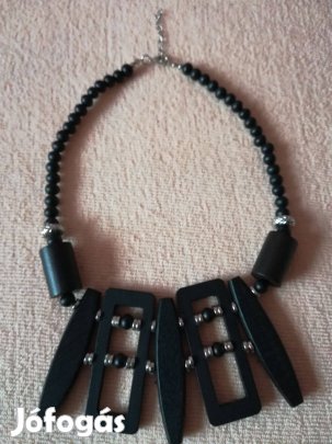 Női fekete indiai,fa nyaklánc,új!/49
