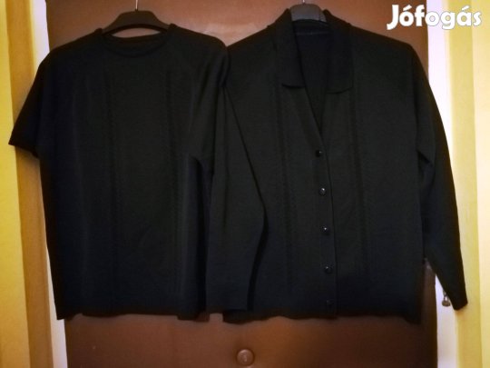 Női fekete kardigán,+ blúz szettben, 46-méret,olcsón!/70