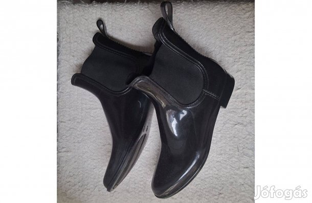 Női fekete lakk boka gumicsizma esős napokra * Méret: 38 / 5