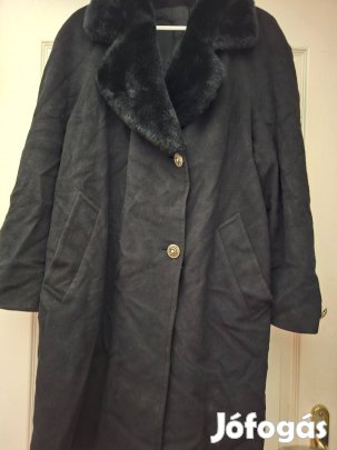 Női fekete szövetkabát nagy méret