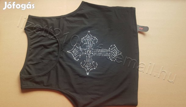 Női fekete ujjatlan póló croptop új címkés