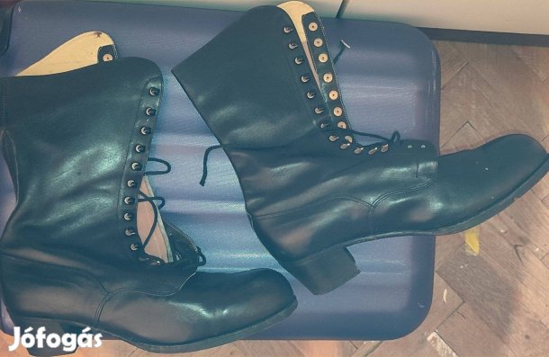Női,fekete valódi bőrcsizma, 40/41