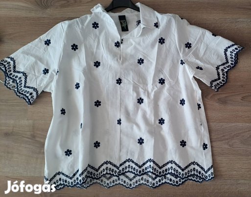 Női hímzett fehér pamut ing 2 szín Új