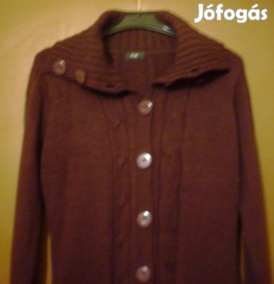 Női hosszú bordó kötött kabát, 46-méret szinte új!/0