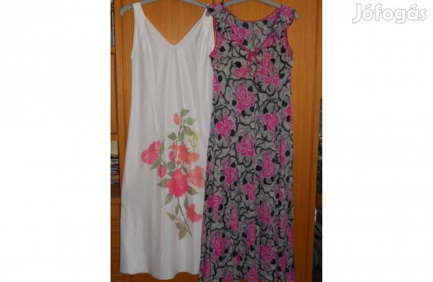 Női hosszú hálóing - szép, színes, rózsás. S-es. Selyemszerű