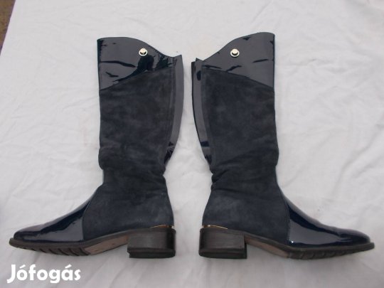 Női hosszú szárú téli bélelt csizma sötétkék újszerű 36 -os